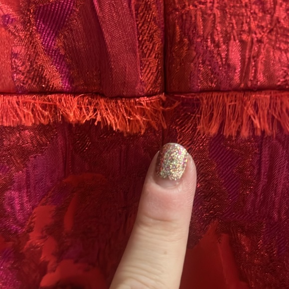 Theia Alexis Fringe Cocktail Dress red pink size 8. V neck back. Stunning - Picture 8 of 8